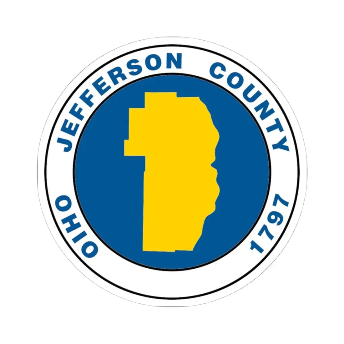 Seal of Jefferson County Ohio (United States) STICKER Vinyl Kiss-Cut Decal 4 Inch White - The Sticker Space