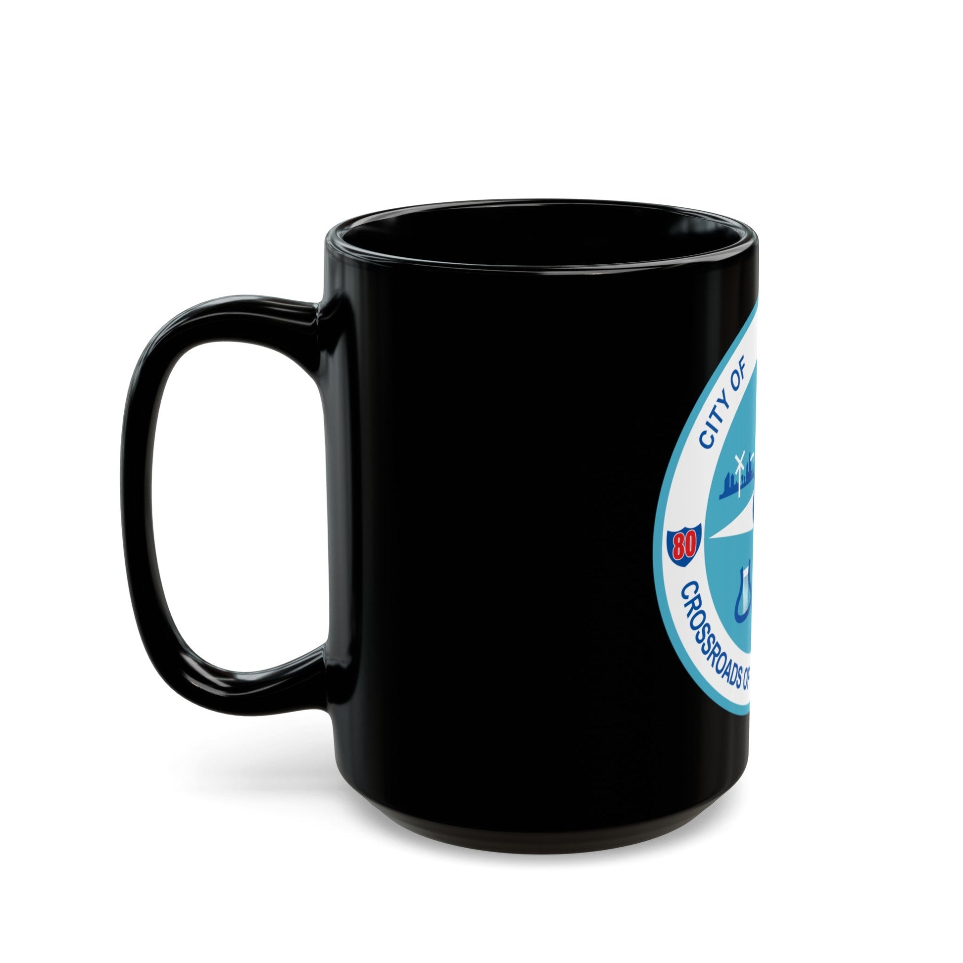 Seal of Joliet Illinois - Black Coffee Mug-The Sticker Space