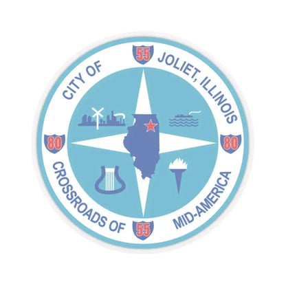 Seal of Joliet Illinois - STICKER Vinyl Kiss-Cut Decal 2 Inch Transparent - The Sticker Space