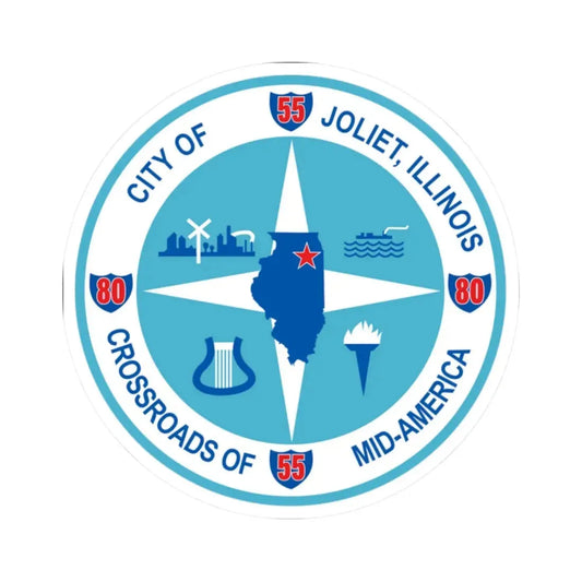 Seal of Joliet Illinois - STICKER Vinyl Kiss-Cut Decal 2 Inch White - The Sticker Space