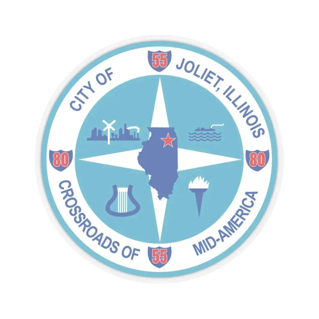 Seal of Joliet Illinois - STICKER Vinyl Kiss-Cut Decal 3 Inch Transparent - The Sticker Space