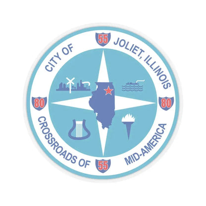 Seal of Joliet Illinois - STICKER Vinyl Kiss-Cut Decal 3 Inch Transparent - The Sticker Space