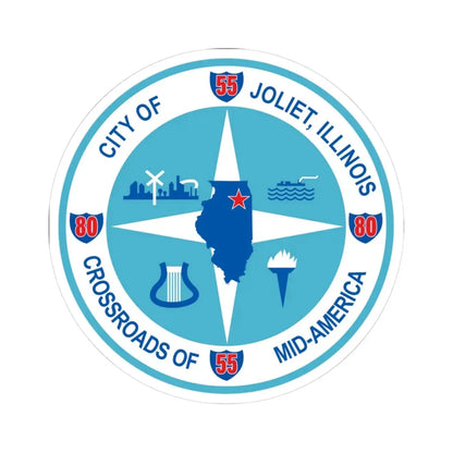 Seal of Joliet Illinois - STICKER Vinyl Kiss-Cut Decal 3 Inch White - The Sticker Space