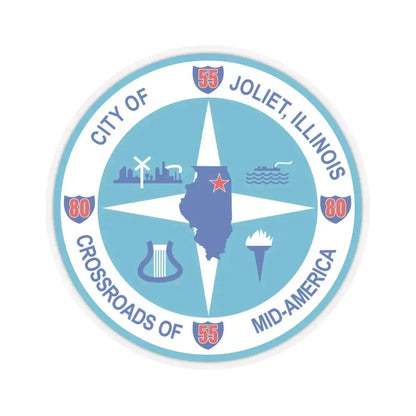 Seal of Joliet Illinois - STICKER Vinyl Kiss-Cut Decal 4 Inch Transparent - The Sticker Space