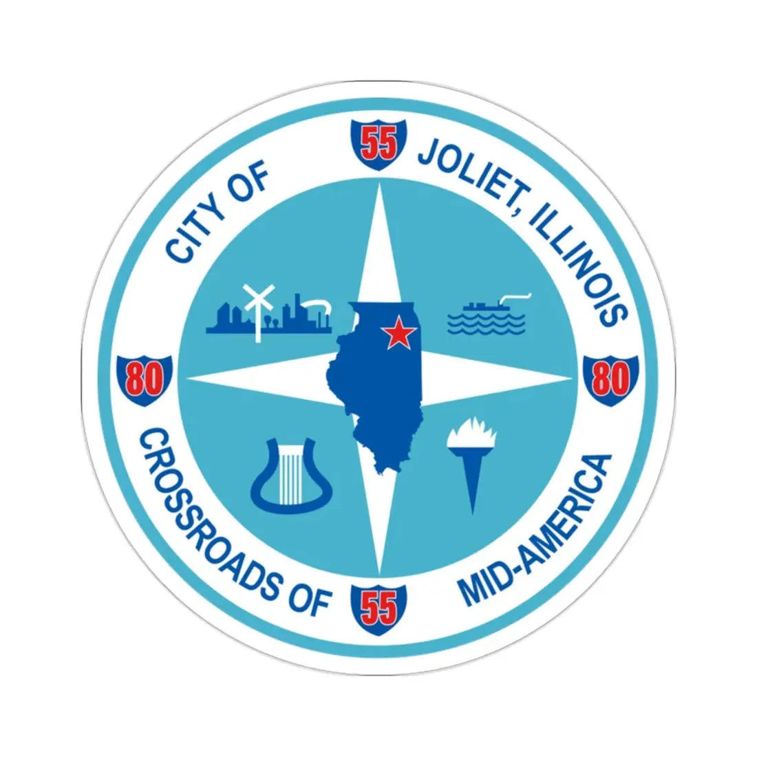 Seal of Joliet Illinois USA STICKER Vinyl Die-Cut Decal 2 Inch - The Sticker Space