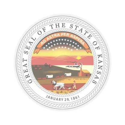 Seal of Kansas (United States) STICKER Vinyl Kiss-Cut Decal 2 Inch Transparent - The Sticker Space