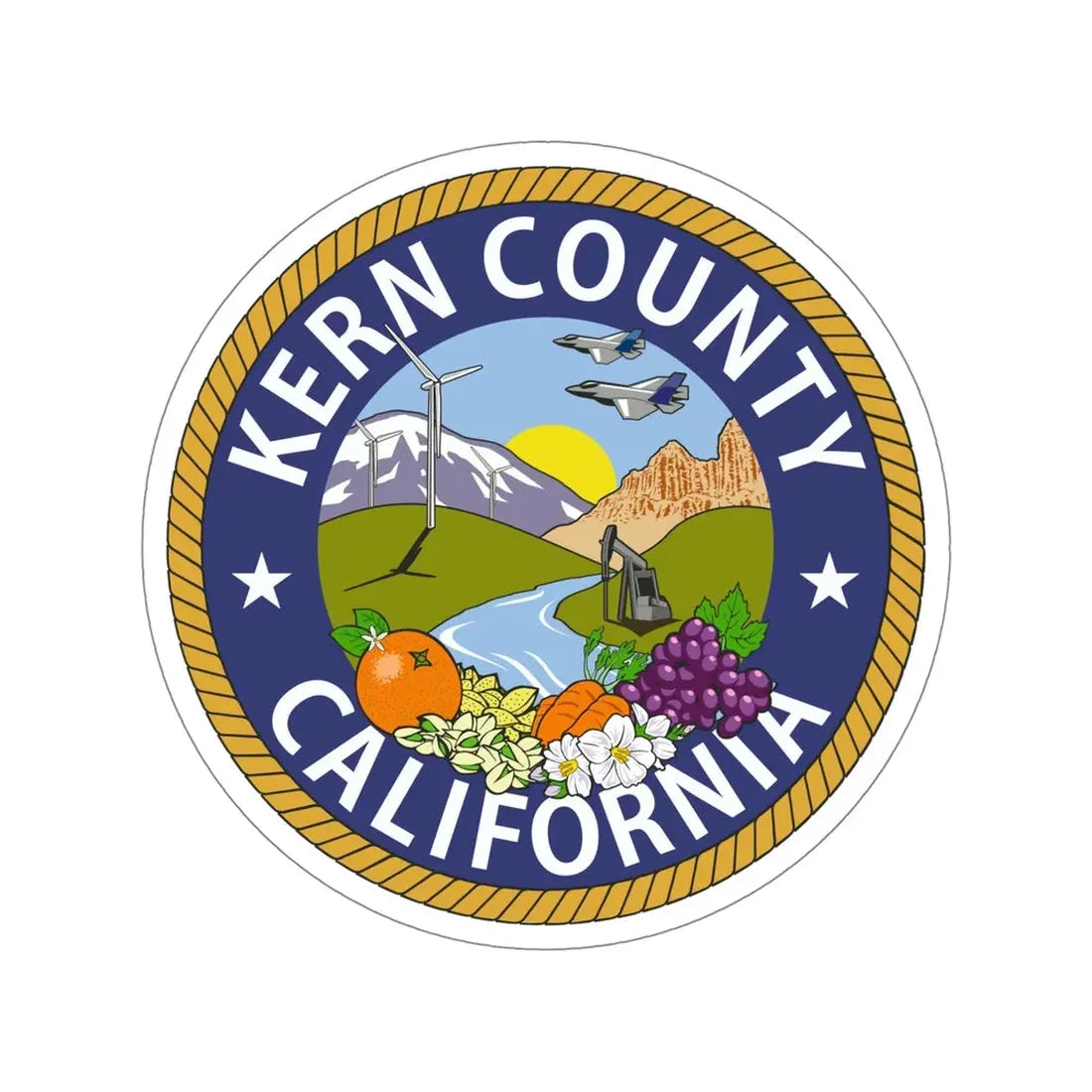 Seal of Kern County, California USA STICKER Vinyl Die-Cut Decal 5 Inch - The Sticker Space