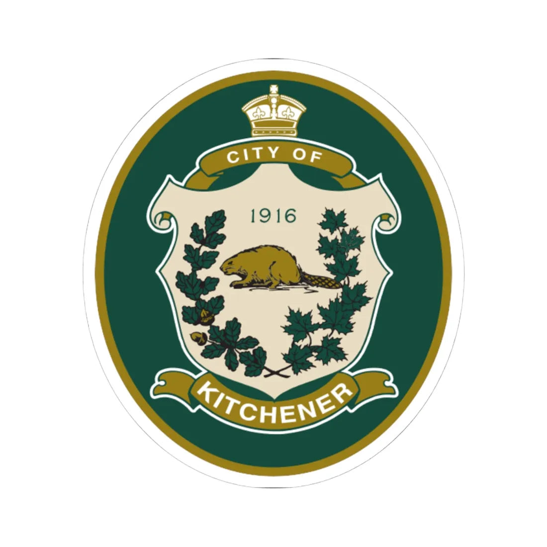 Seal of Kitchener Canada (Canada) (Coat of Arms) STICKER Vinyl Kiss-Cut Decal 4 Inch White - The Sticker Space