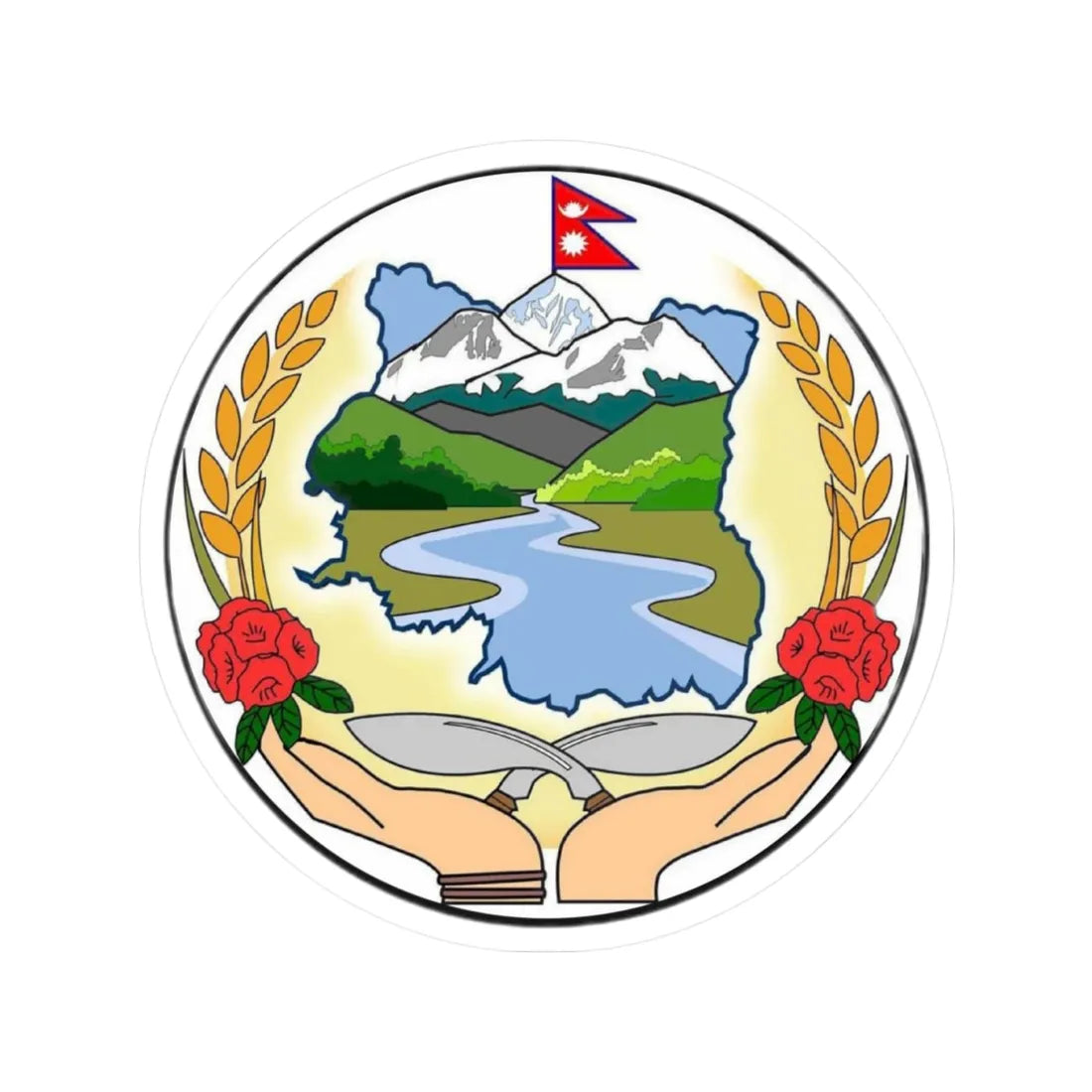 Seal of Koshi Pradesh alternative (Nepal) (Coat of Arms) STICKER Vinyl Kiss-Cut Decal 4 Inch White - The Sticker Space