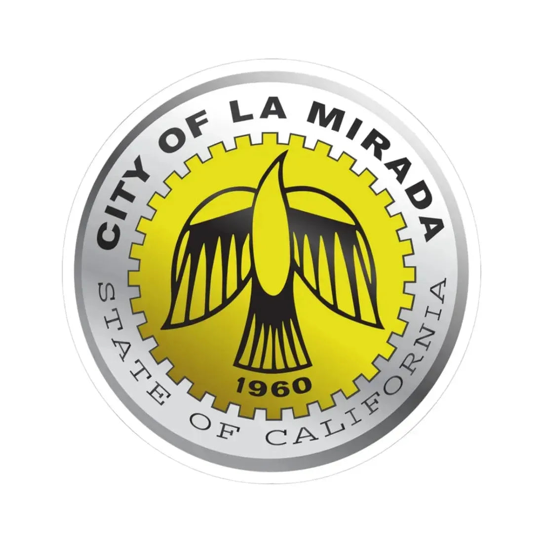 Seal of La Mirada California (United States) STICKER Vinyl Kiss-Cut Decal 3 Inch White - The Sticker Space