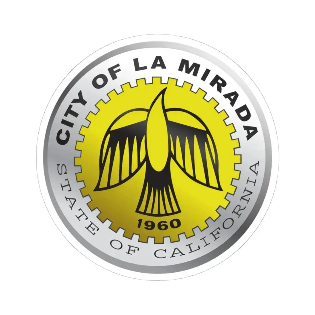 Seal of La Mirada California (United States) STICKER Vinyl Kiss-Cut Decal 4 Inch White - The Sticker Space