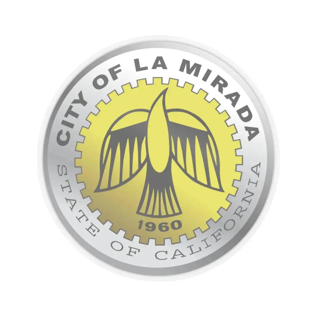 Seal of La Mirada California (United States) STICKER Vinyl Kiss-Cut Decal 6 Inch Transparent - The Sticker Space