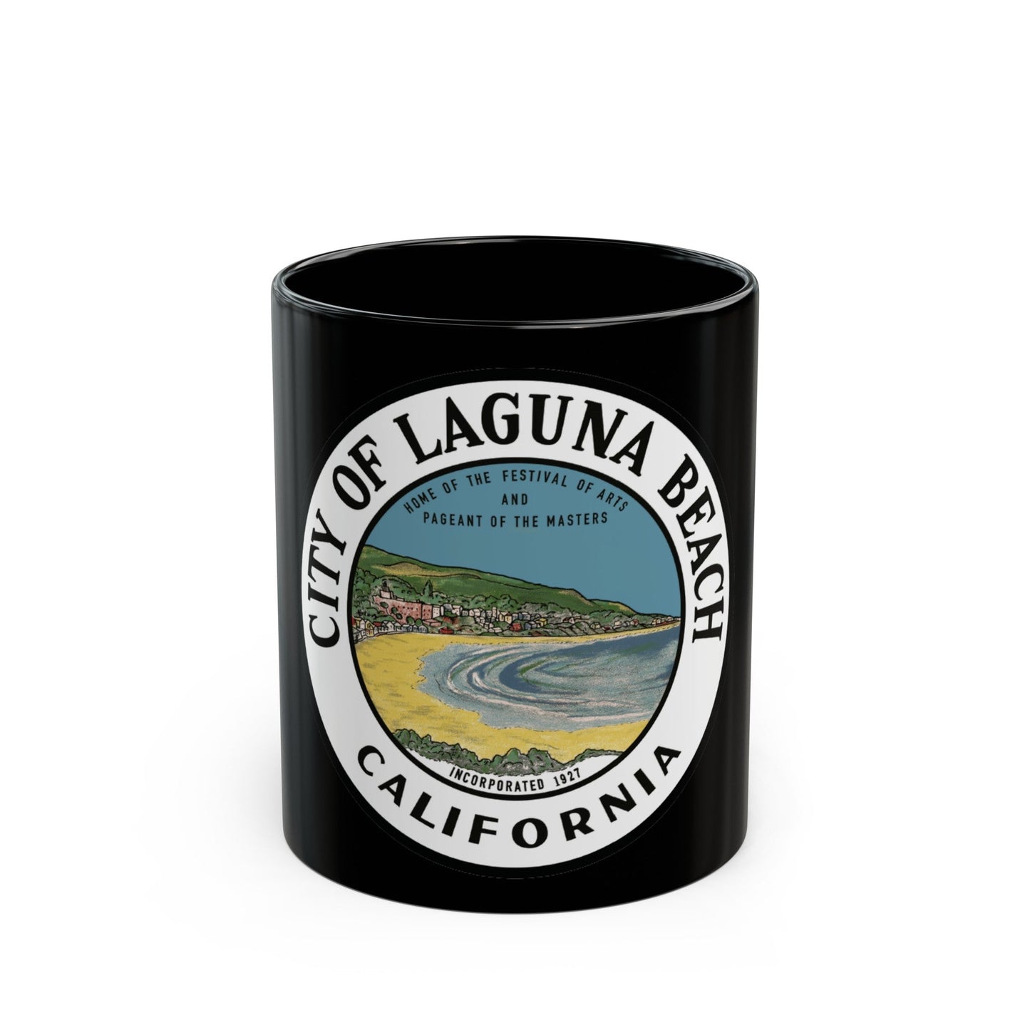 Seal of Laguna Beach California - Black Coffee Mug-The Sticker Space