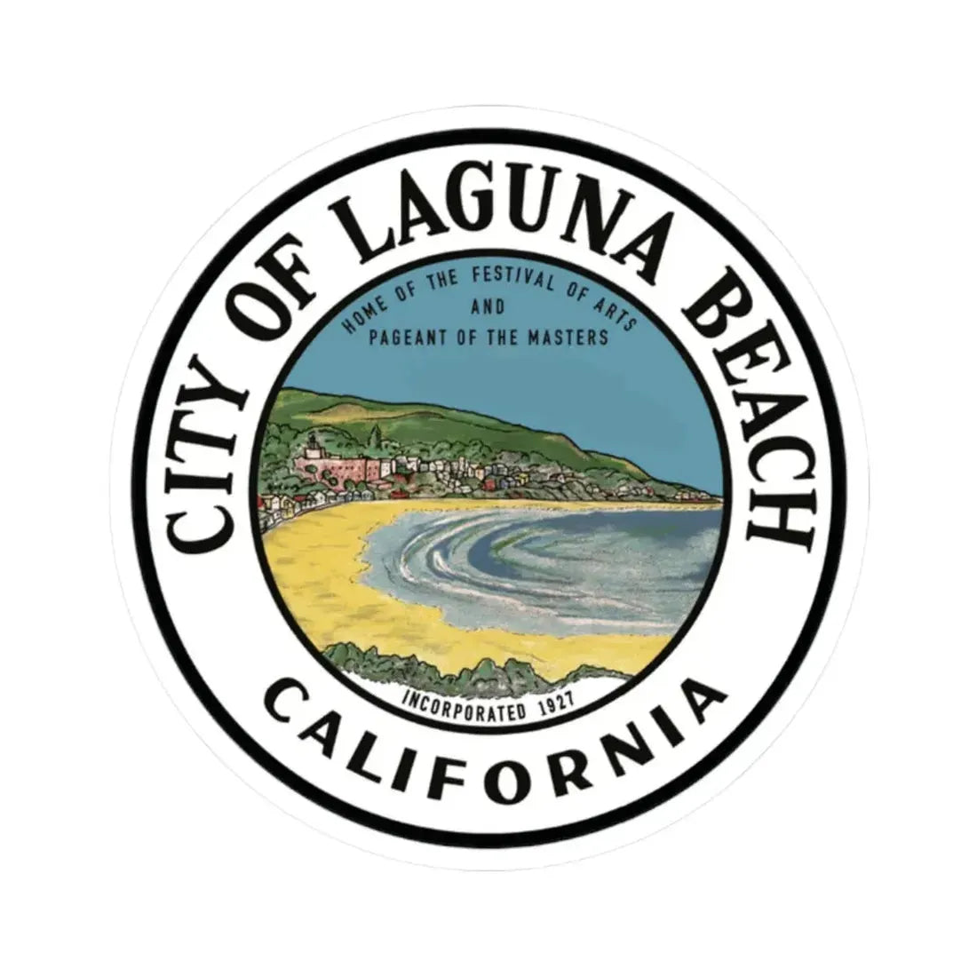 Seal of Laguna Beach California - STICKER Vinyl Kiss-Cut Decal 2 Inch White - The Sticker Space