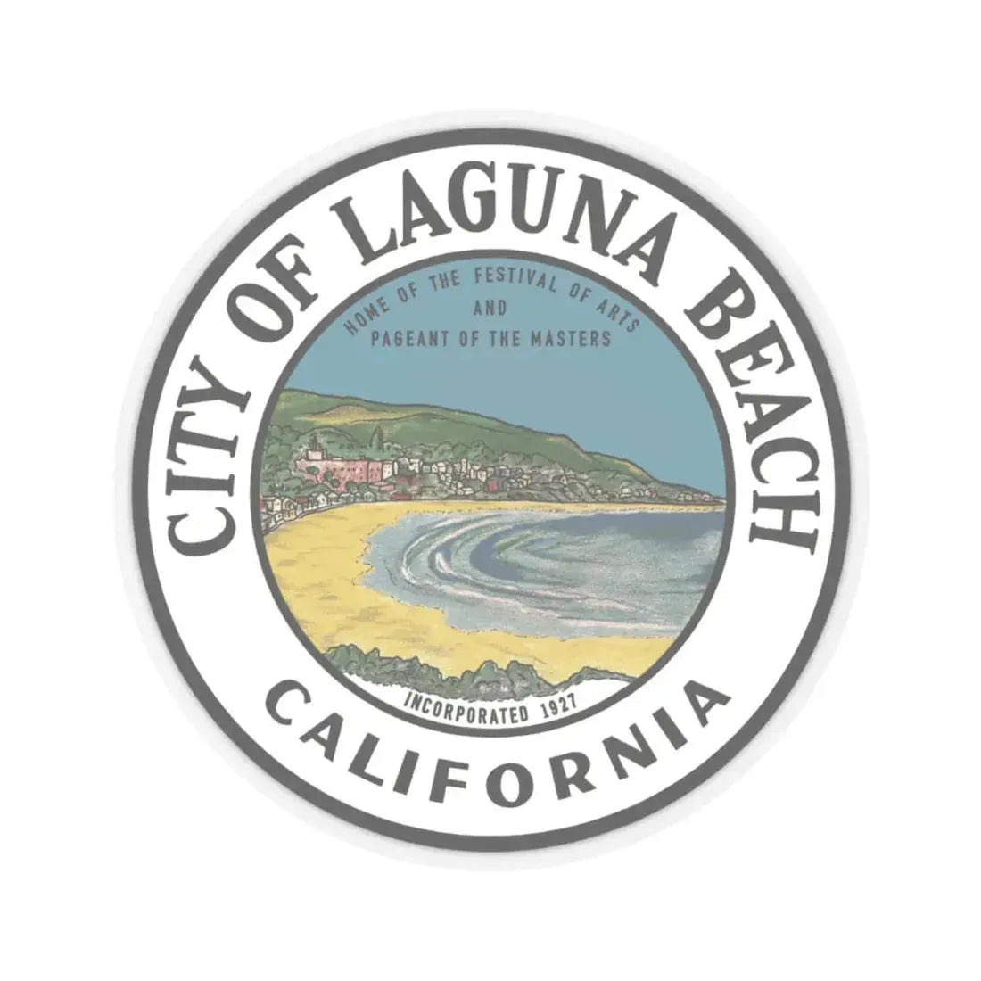 Seal of Laguna Beach California - STICKER Vinyl Kiss-Cut Decal 4 Inch Transparent - The Sticker Space