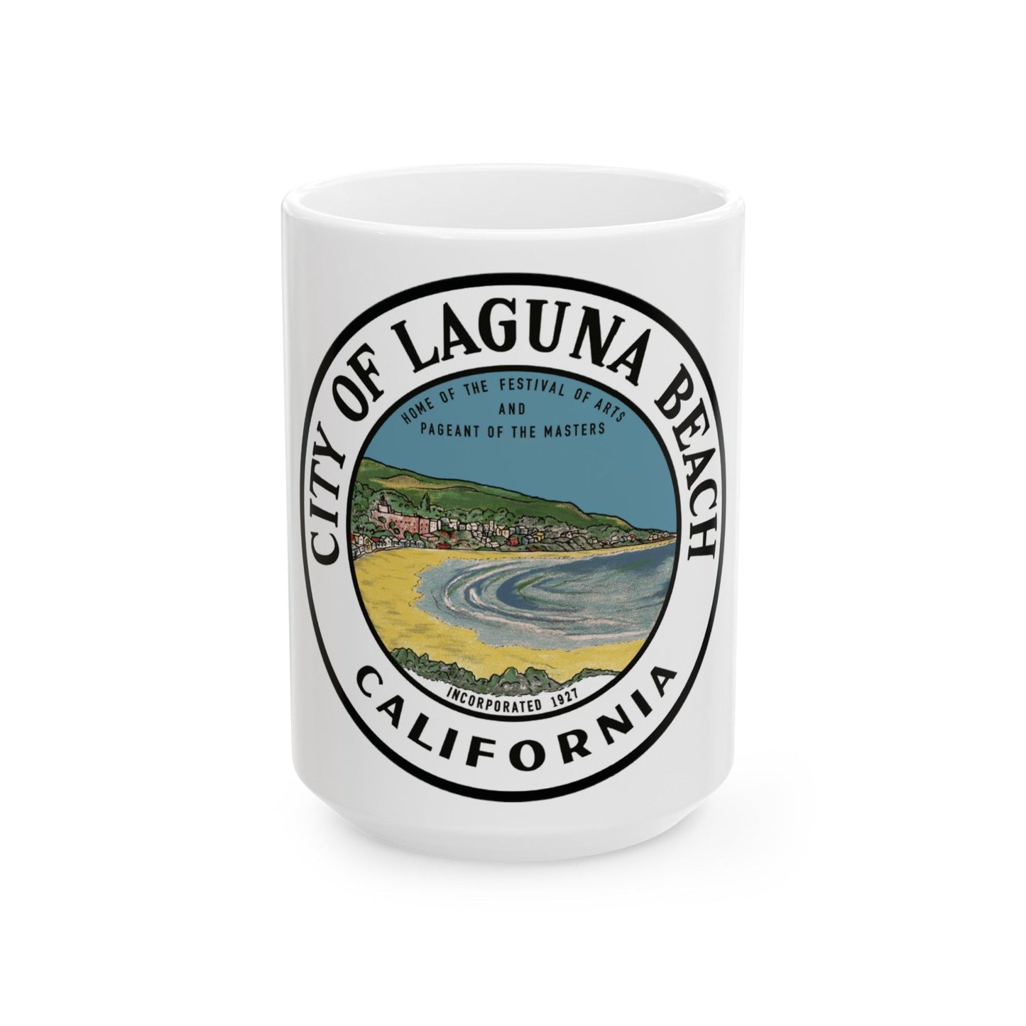 Seal of Laguna Beach California - White Coffee Mug-15oz-The Sticker Space