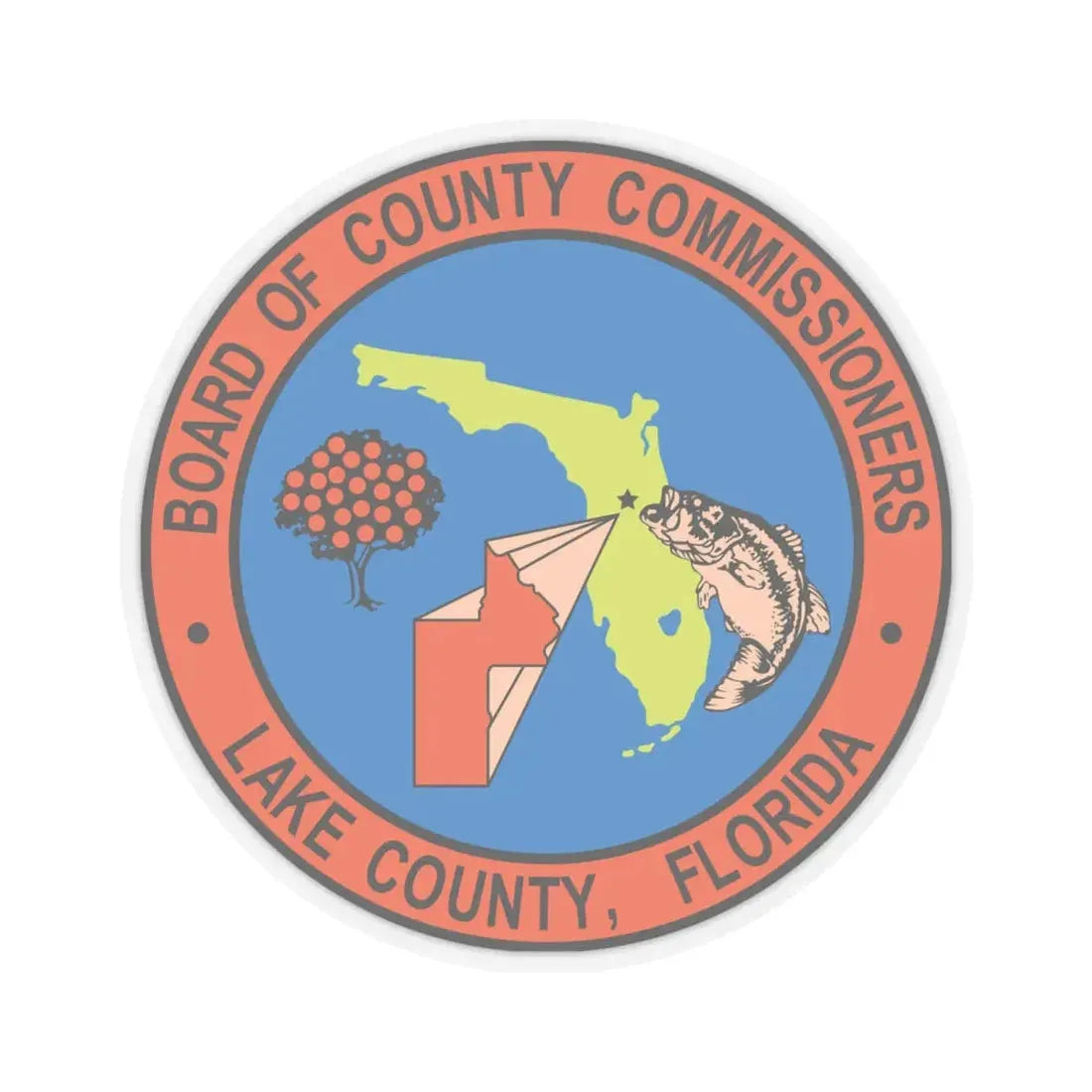 Seal of Lake County Florida (United States) STICKER Vinyl Kiss-Cut Decal 6 Inch Transparent - The Sticker Space