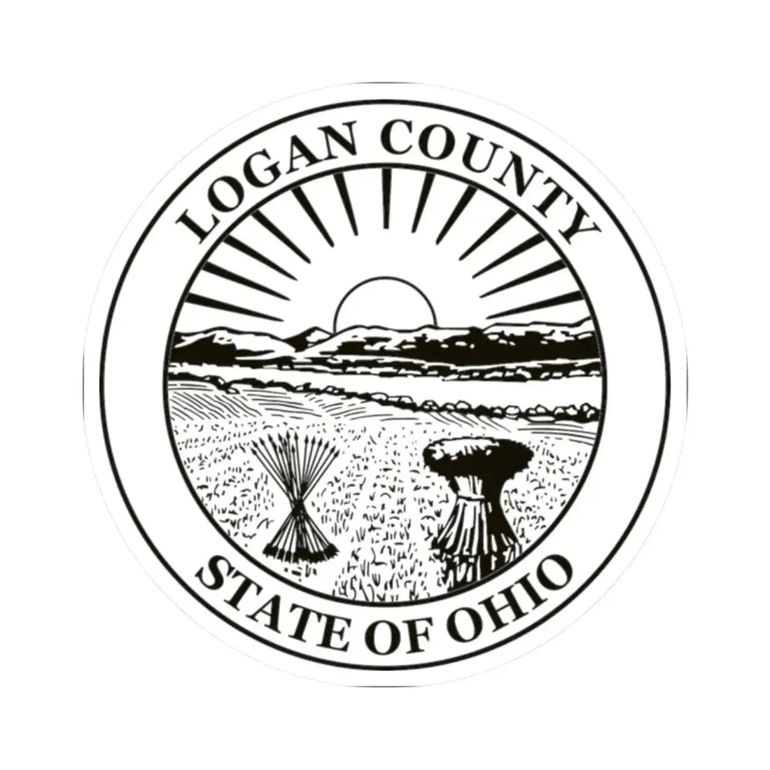 Seal of Logan County Ohio (United States) STICKER Vinyl Kiss-Cut Decal 2 Inch White - The Sticker Space