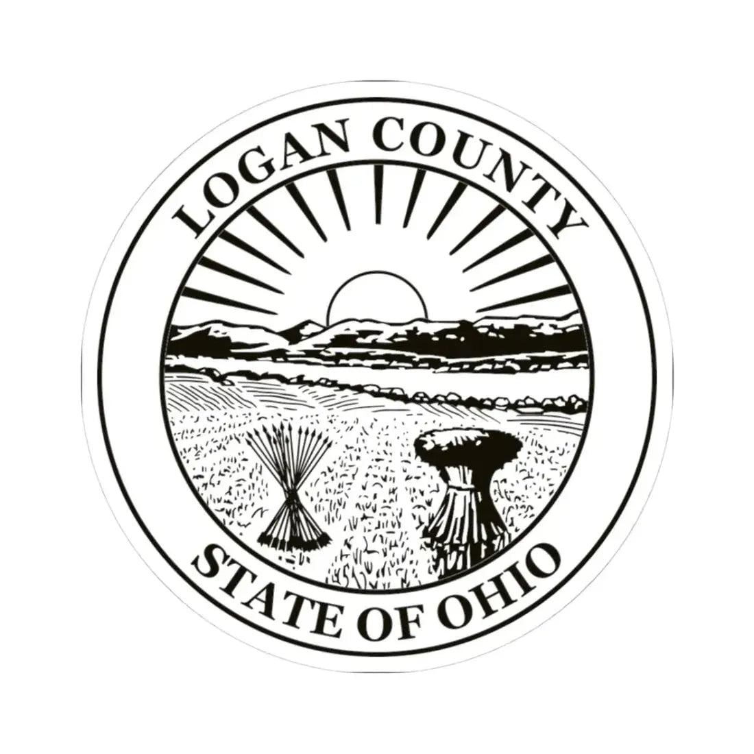 Seal of Logan County Ohio (United States) STICKER Vinyl Kiss-Cut Decal 3 Inch White - The Sticker Space