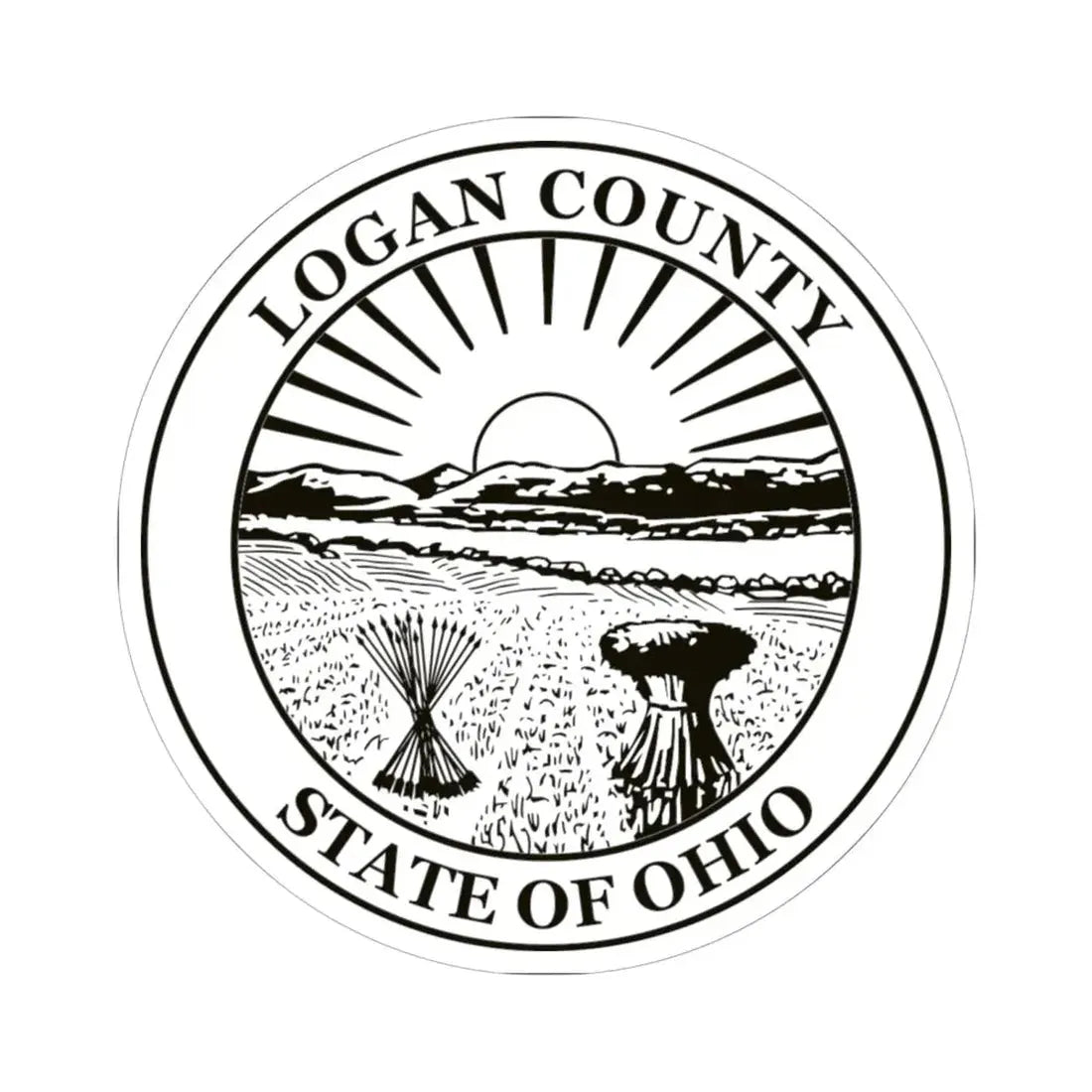 Seal of Logan County Ohio (United States) STICKER Vinyl Kiss-Cut Decal 6 Inch White - The Sticker Space