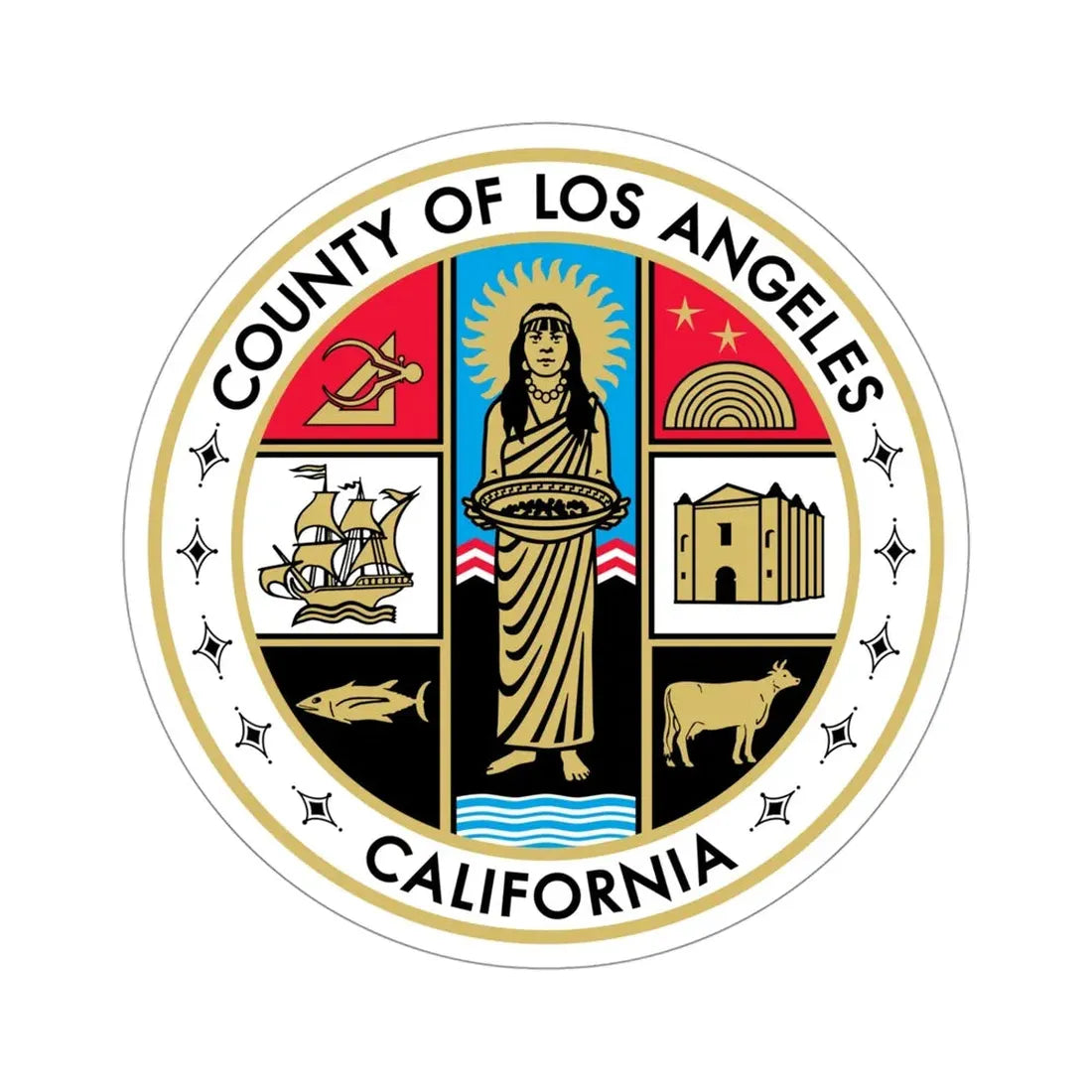 Seal of Los Angeles County, California USA STICKER Vinyl Die-Cut Decal 4 Inch - The Sticker Space
