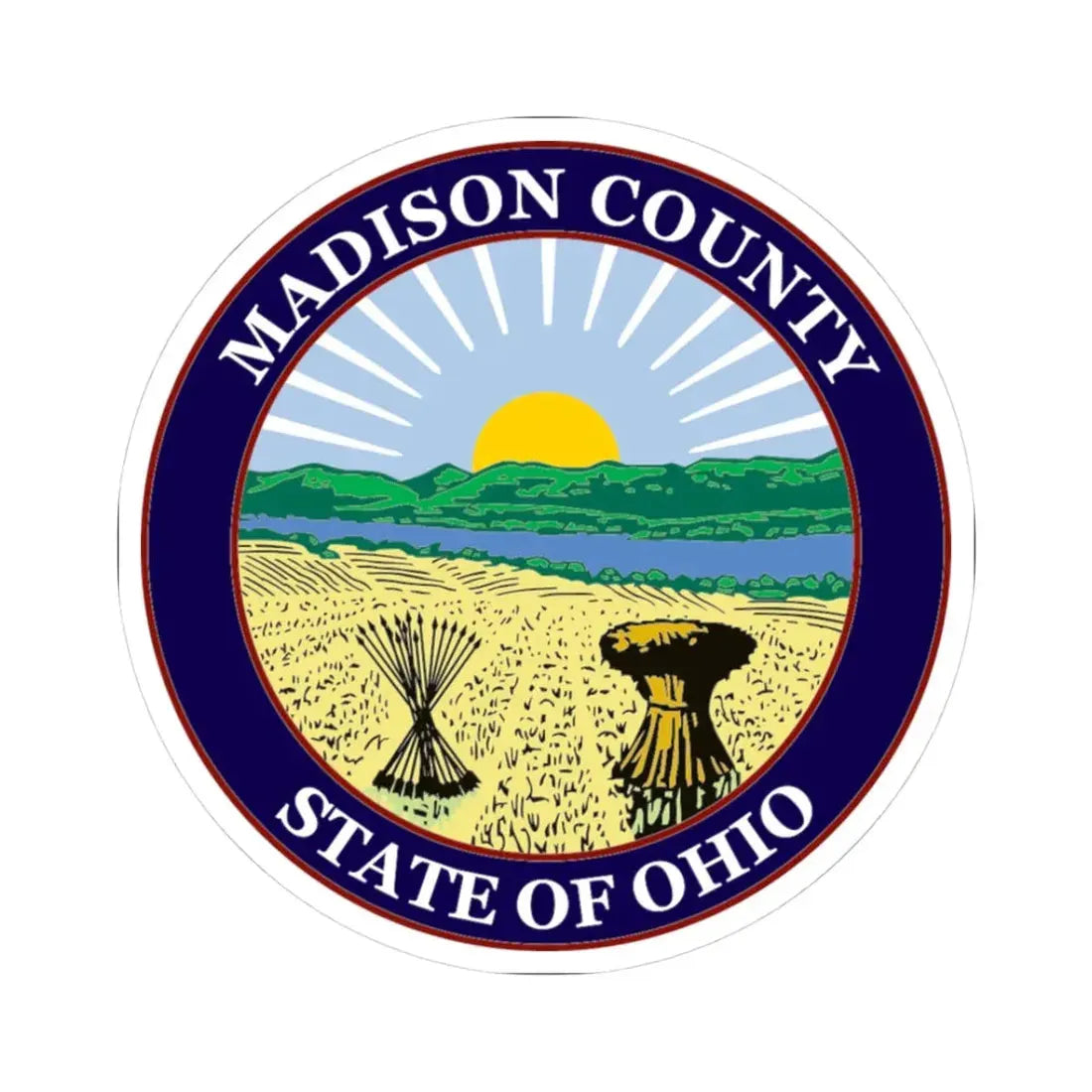 Seal of Madison County Ohio (United States) STICKER Vinyl Kiss-Cut Decal 3 Inch White - The Sticker Space