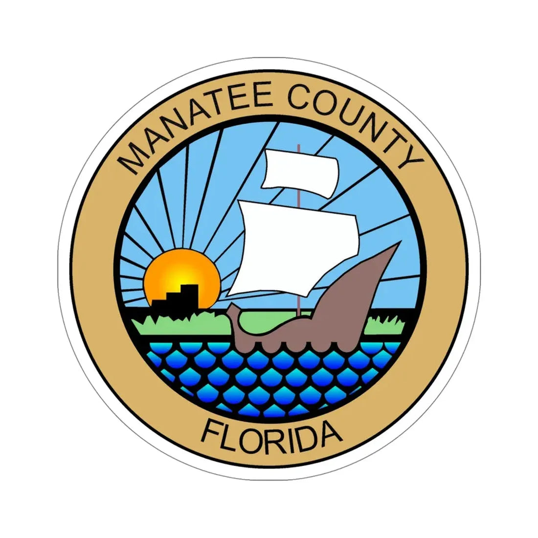 Seal of Manatee County Florida USA STICKER Vinyl Die-Cut Decal 5 Inch - The Sticker Space