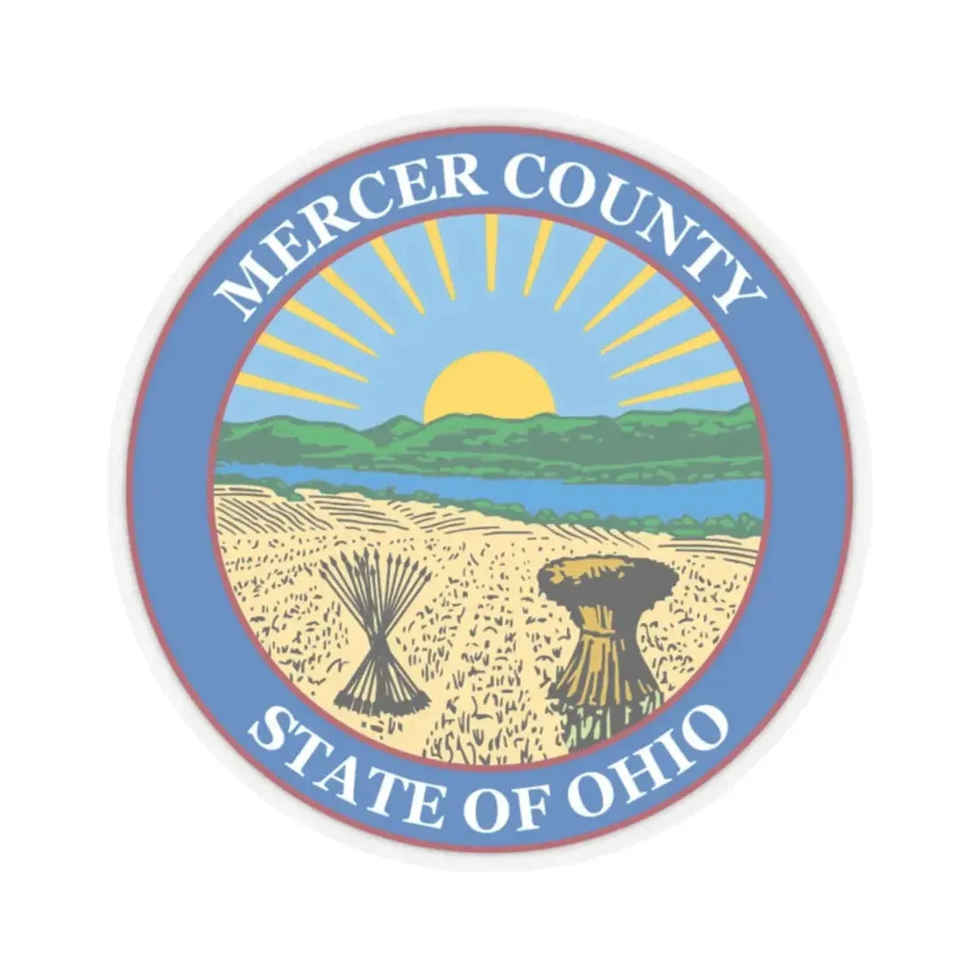 Seal of Mercer County Ohio (United States) STICKER Vinyl Kiss-Cut Decal 2 Inch Transparent - The Sticker Space