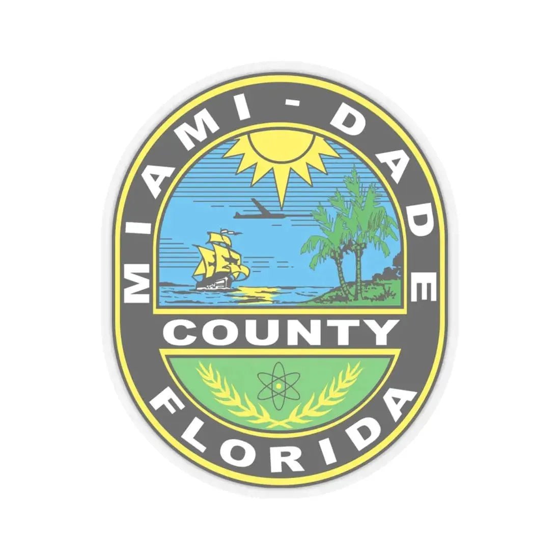 Seal of Miami Dade County Florida (United States) STICKER Vinyl Kiss-Cut Decal 4 Inch Transparent - The Sticker Space