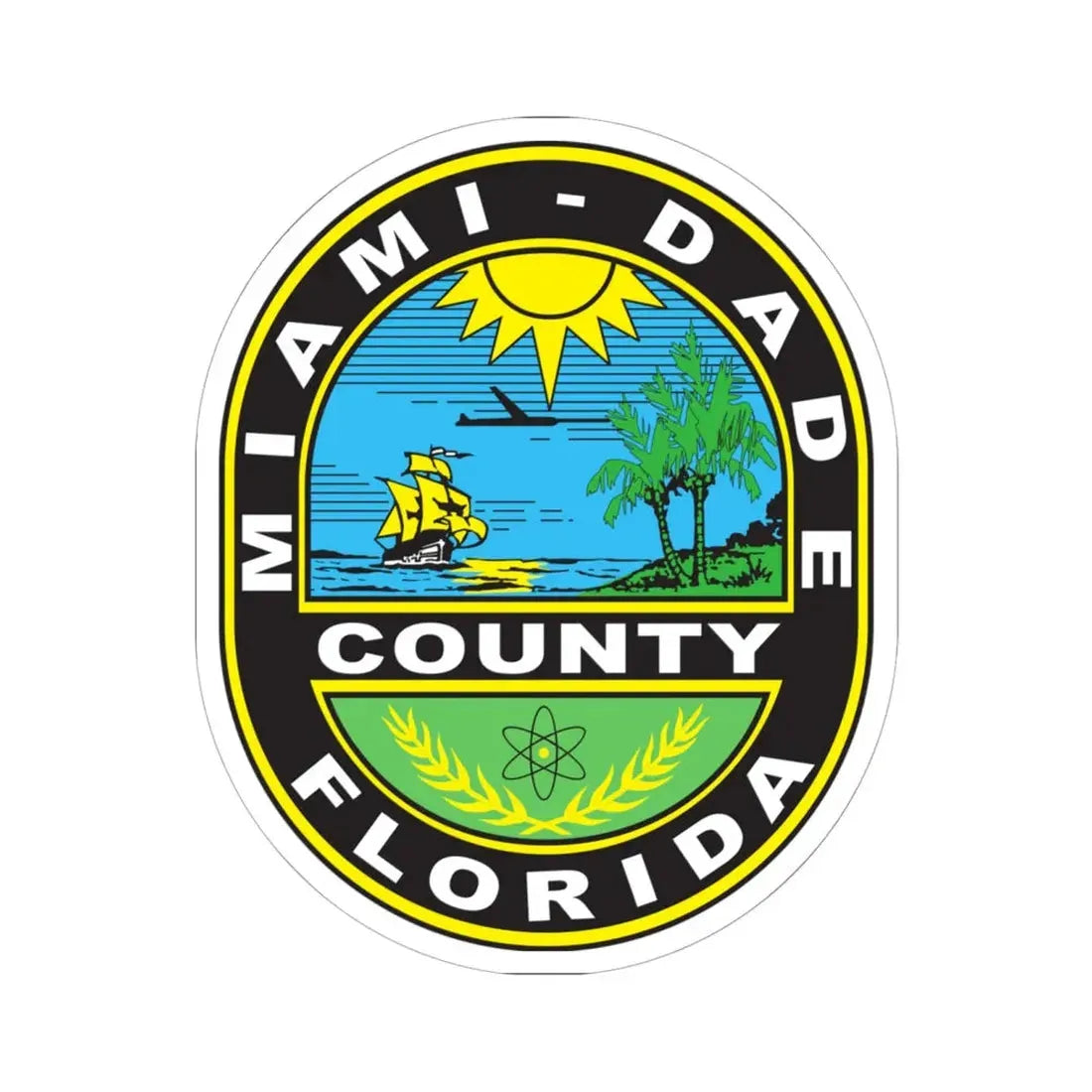 Seal of Miami Dade County Florida (United States) STICKER Vinyl Kiss-Cut Decal 6 Inch White - The Sticker Space