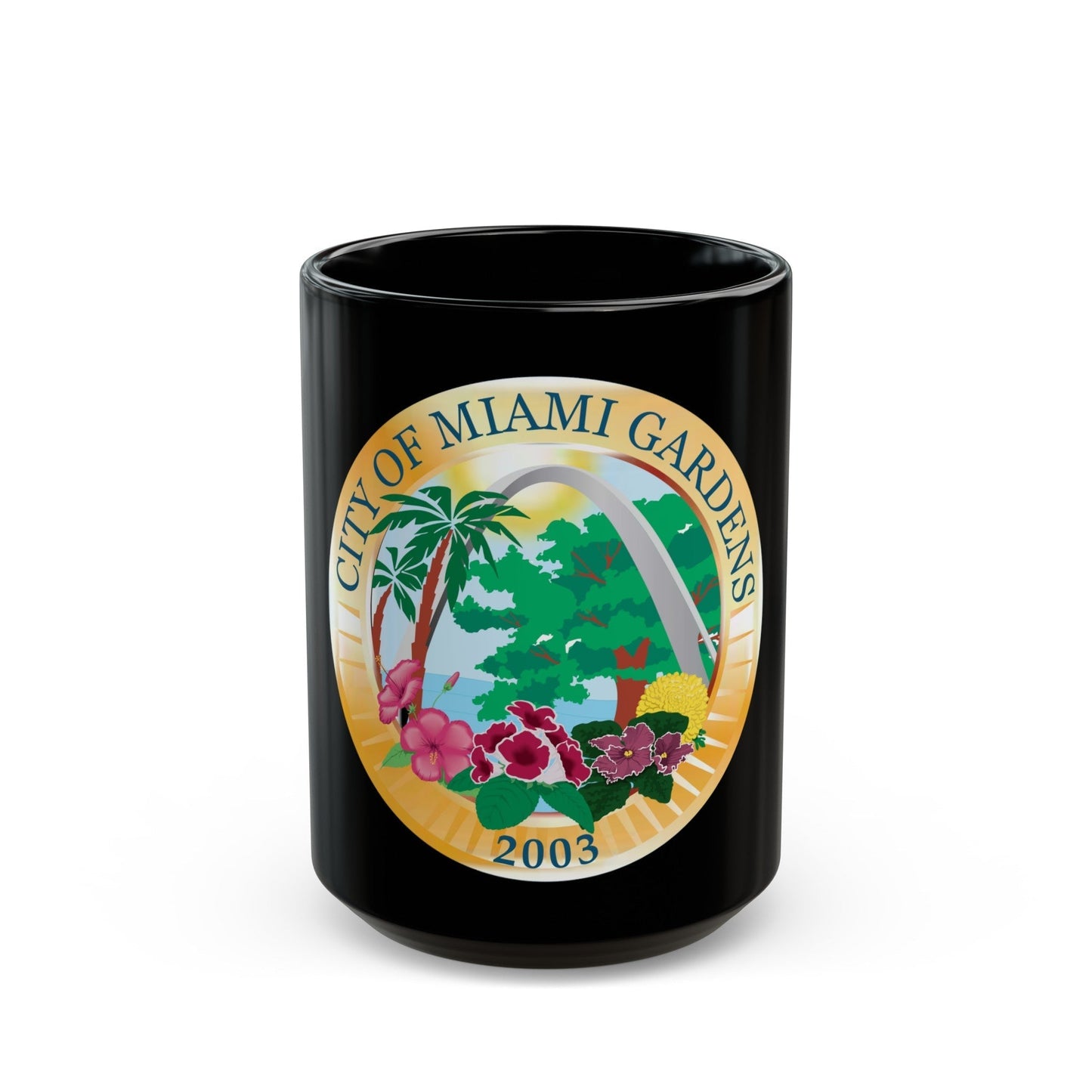 Seal of Miami Gardens Florida - Black Coffee Mug-15oz-The Sticker Space