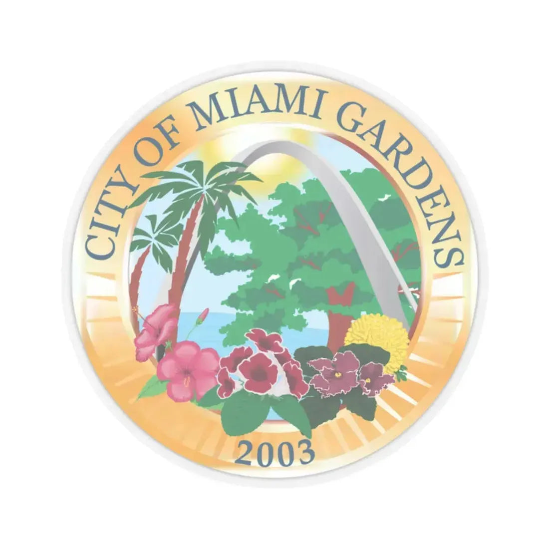 Seal of Miami Gardens Florida - STICKER Vinyl Kiss-Cut Decal 2 Inch Transparent - The Sticker Space