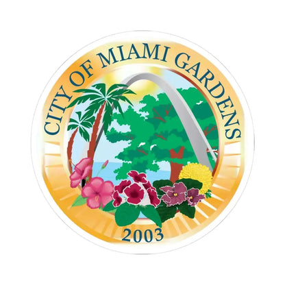 Seal of Miami Gardens Florida - STICKER Vinyl Kiss-Cut Decal 3 Inch White - The Sticker Space