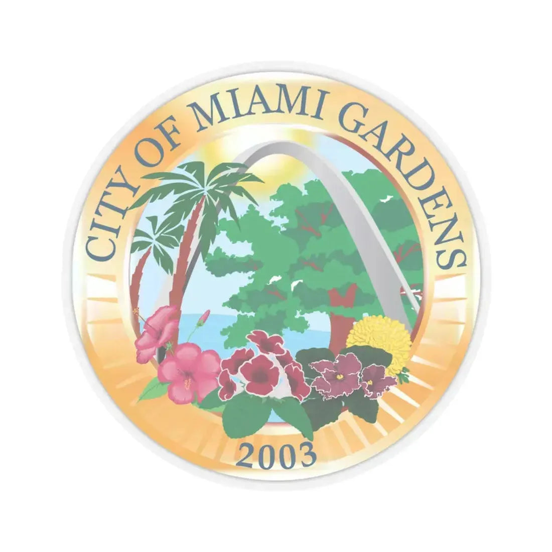 Seal of Miami Gardens Florida - STICKER Vinyl Kiss-Cut Decal 6 Inch Transparent - The Sticker Space