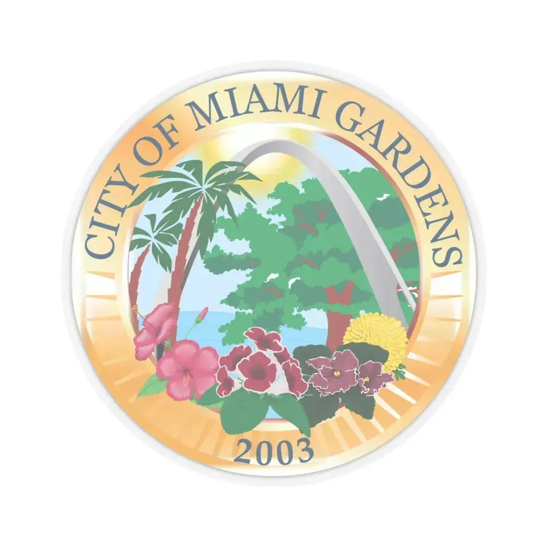 Seal of Miami Gardens Florida (United States) STICKER Vinyl Kiss-Cut Decal 6 Inch Transparent - The Sticker Space