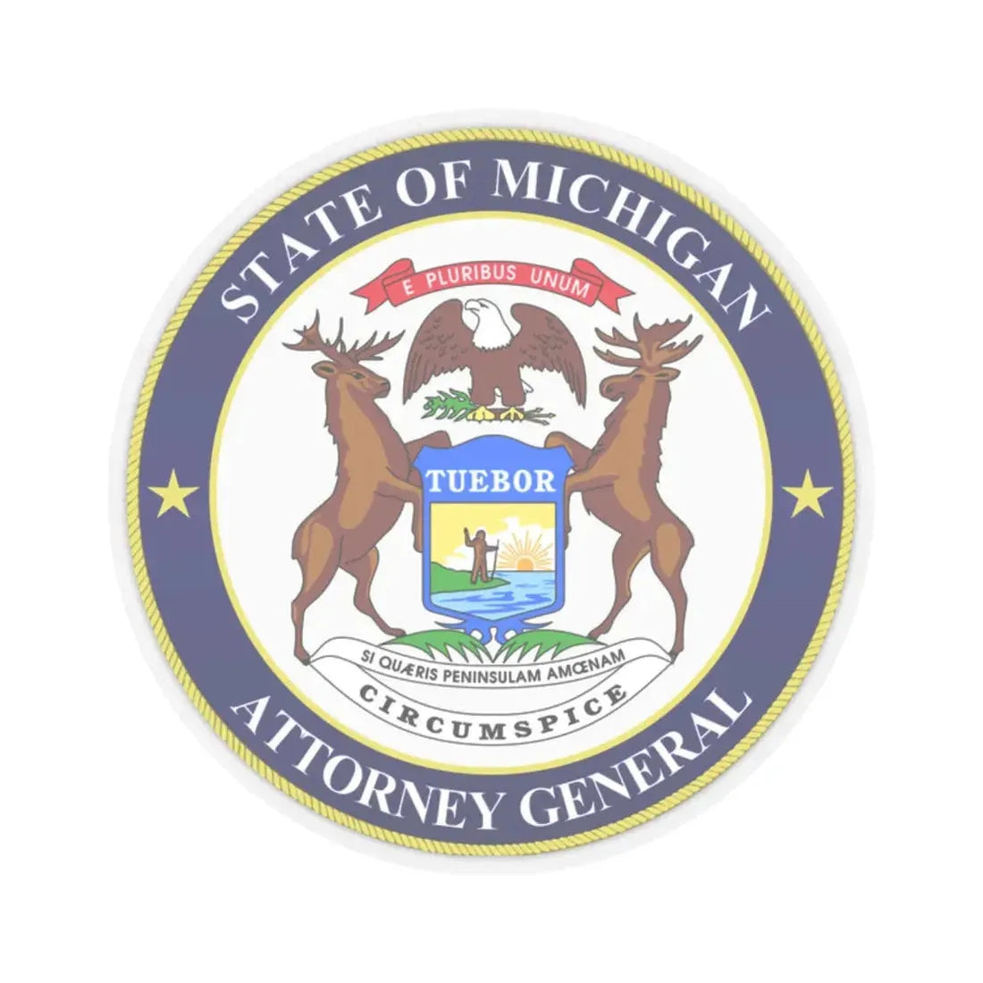 Seal of Michigan Attorney General - STICKER Vinyl Kiss-Cut Decal 2 Inch Transparent - The Sticker Space