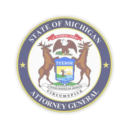 Seal of Michigan Attorney General - STICKER Vinyl Kiss-Cut Decal 2 Inch Transparent - The Sticker Space