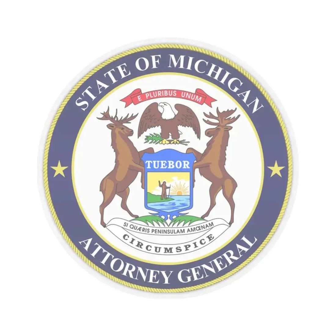 Seal of Michigan Attorney General - STICKER Vinyl Kiss-Cut Decal 3 Inch Transparent - The Sticker Space