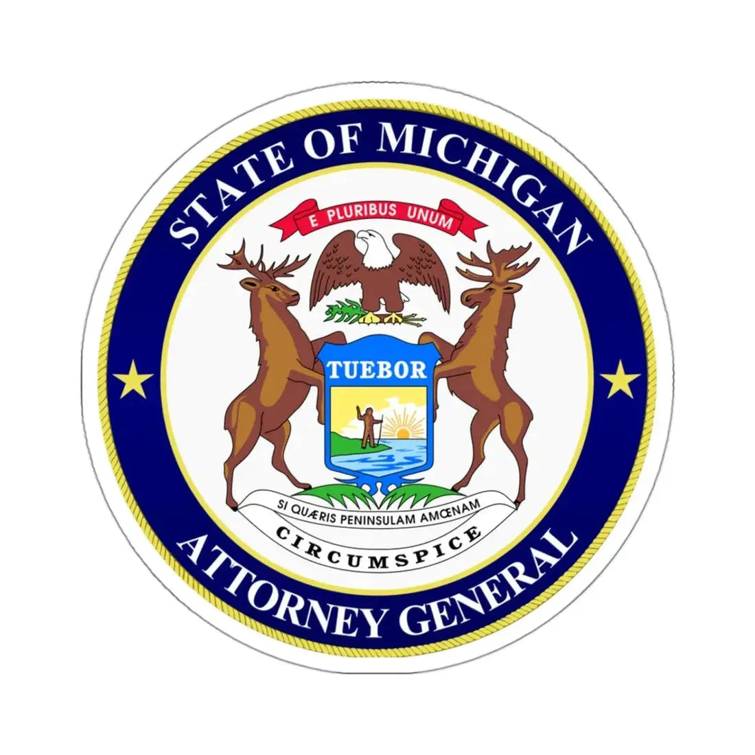 Seal of Michigan Attorney General - STICKER Vinyl Kiss-Cut Decal 3 Inch White - The Sticker Space