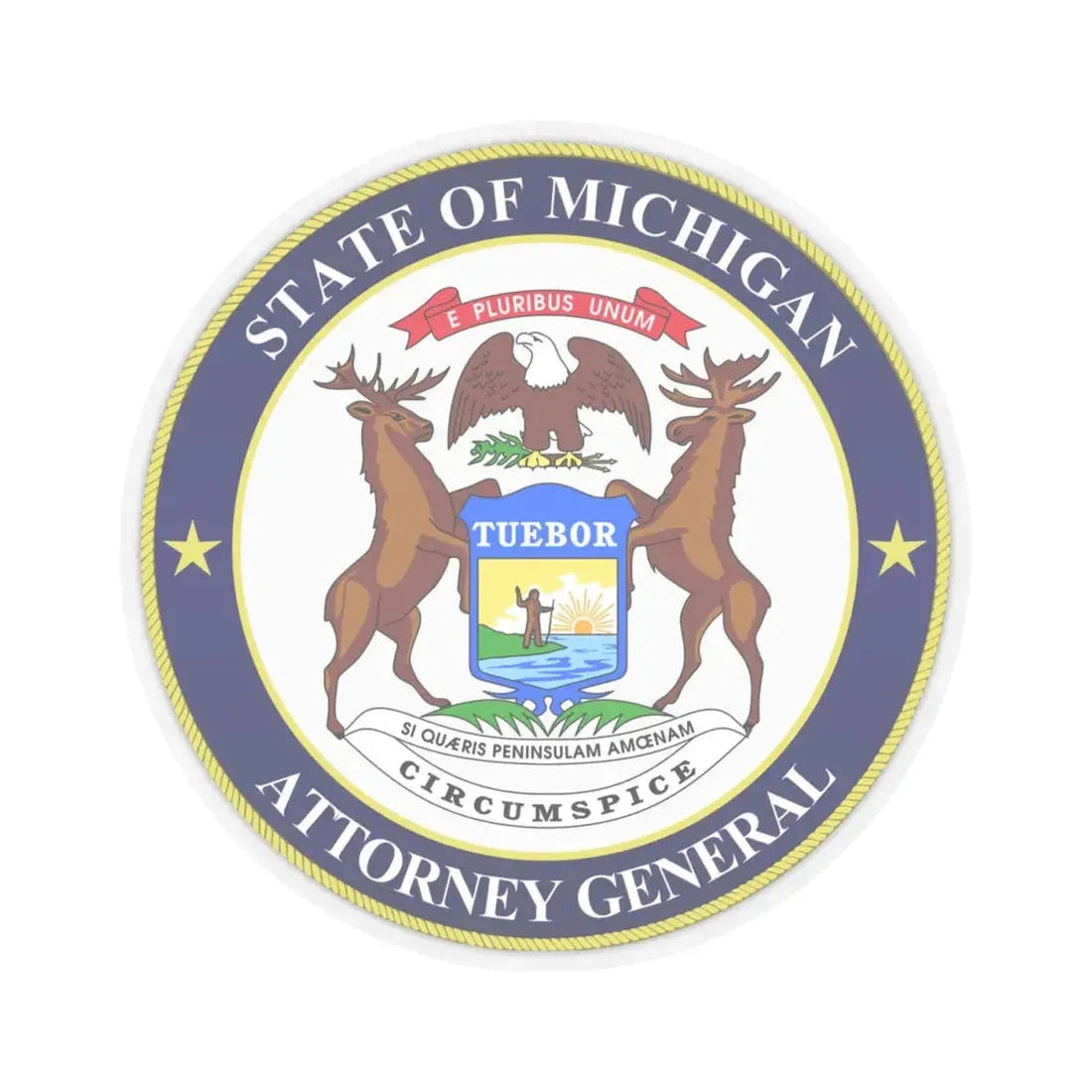 Seal of Michigan Attorney General - STICKER Vinyl Kiss-Cut Decal 4 Inch Transparent - The Sticker Space