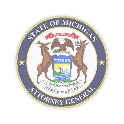 Seal of Michigan Attorney General - STICKER Vinyl Kiss-Cut Decal 4 Inch Transparent - The Sticker Space