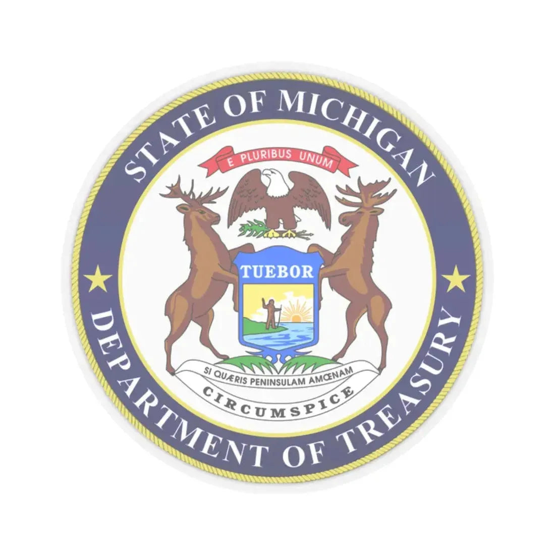 Seal of Michigan Department of Treasury - STICKER Vinyl Kiss-Cut Decal 2 Inch Transparent - The Sticker Space