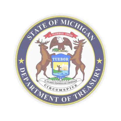 Seal of Michigan Department of Treasury - STICKER Vinyl Kiss-Cut Decal 2 Inch Transparent - The Sticker Space