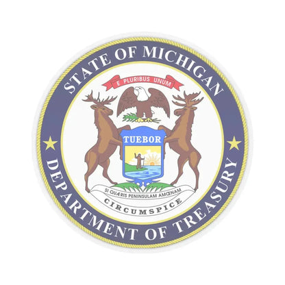 Seal of Michigan Department of Treasury - STICKER Vinyl Kiss-Cut Decal 4 Inch Transparent - The Sticker Space