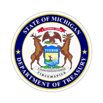 Seal of Michigan Department of Treasury - STICKER Vinyl Kiss-Cut Decal 4 Inch White - The Sticker Space