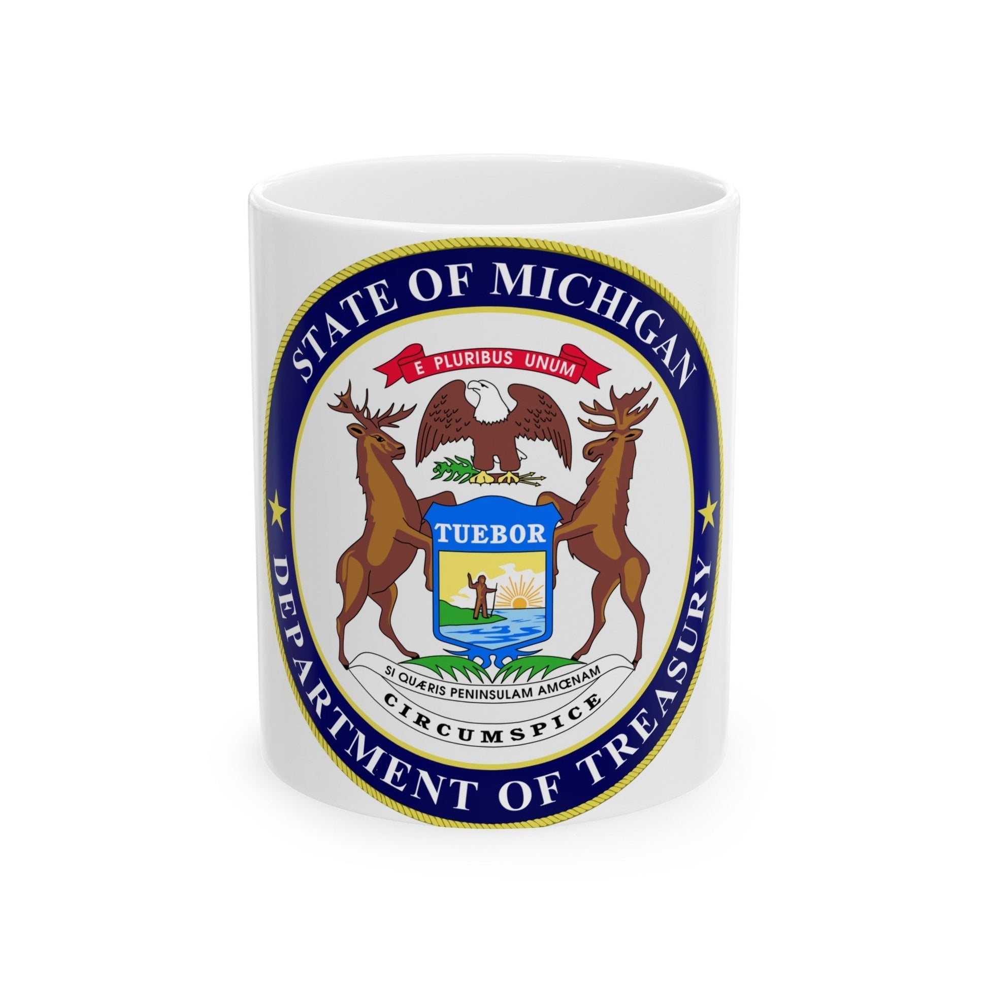 Seal of Michigan Department of Treasury - White Coffee Mug-11oz-The Sticker Space