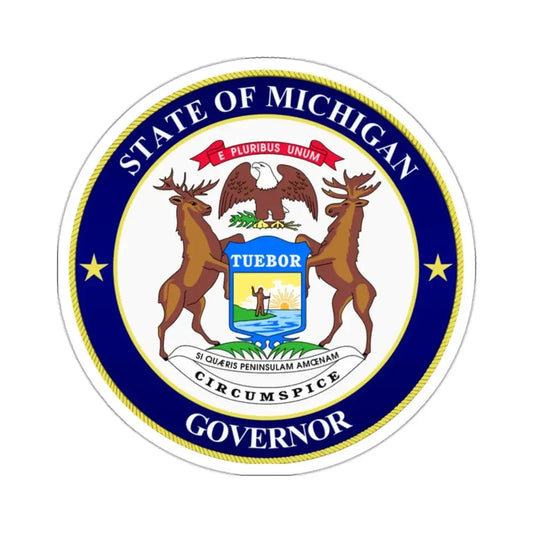 Seal of Michigan Governor - STICKER Vinyl Kiss-Cut Decal 2 Inch White - The Sticker Space