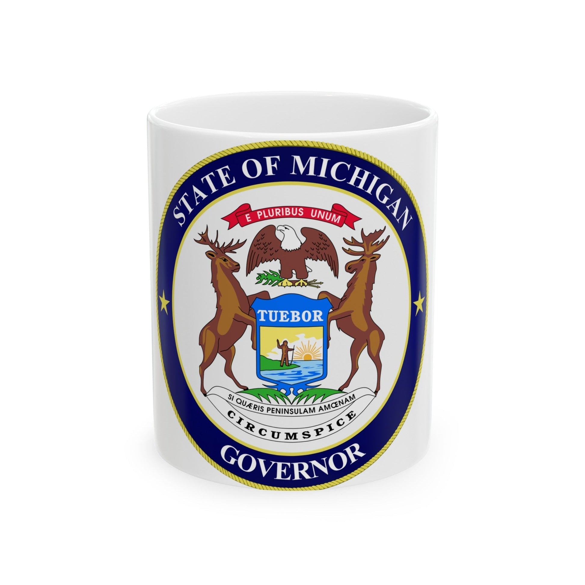 Seal of Michigan Governor - White Coffee Mug-11oz-The Sticker Space