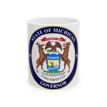 Seal of Michigan Governor - White Coffee Mug-11oz-The Sticker Space