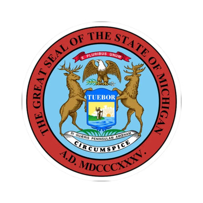 Seal of Michigan (United States) STICKER Vinyl Kiss-Cut Decal 2 Inch White - The Sticker Space